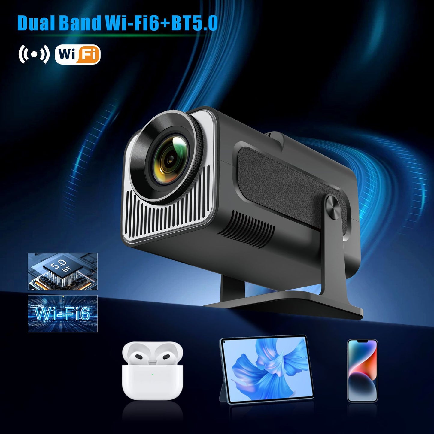 Smart Mini 4K Projector – Android TV, WiFi, 150” Home Cinema Experience